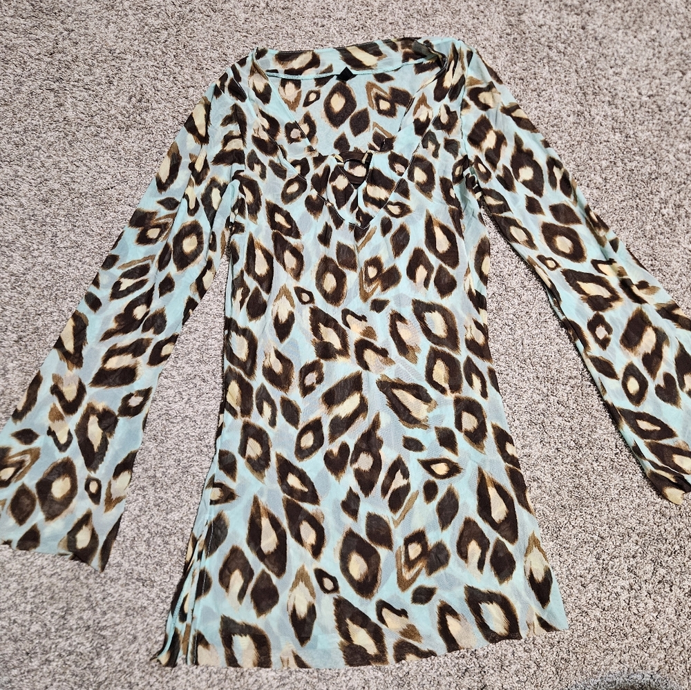 BE CREATIVE Leopard Print Swim Coverup